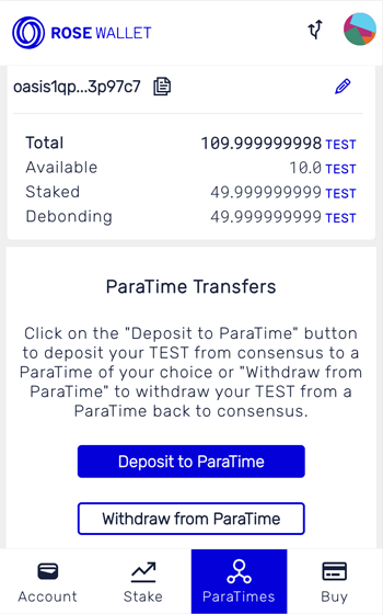 The ParaTime screen